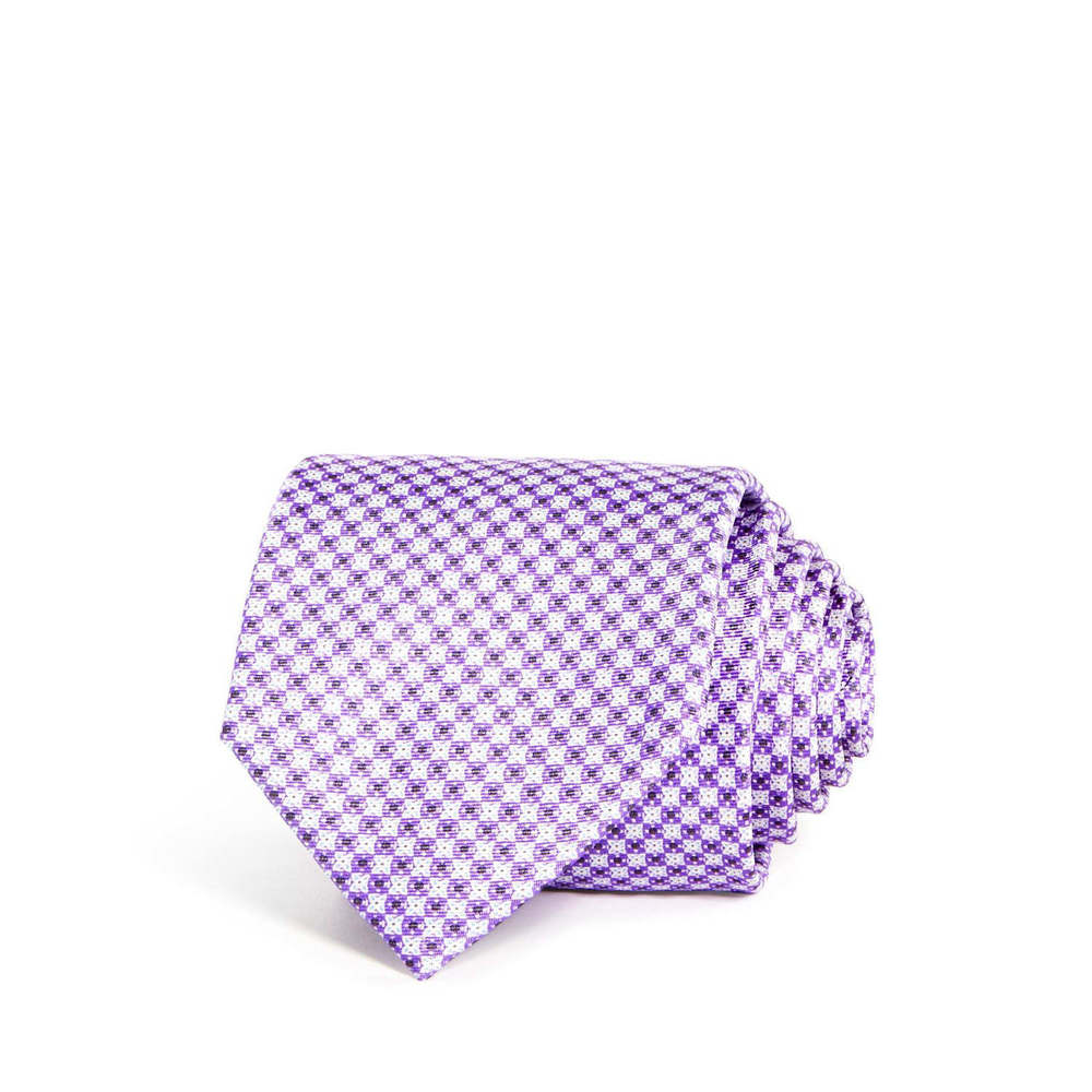 Designer Geometric Florette Silk Classic Tie Size-One Size Color-Lavender